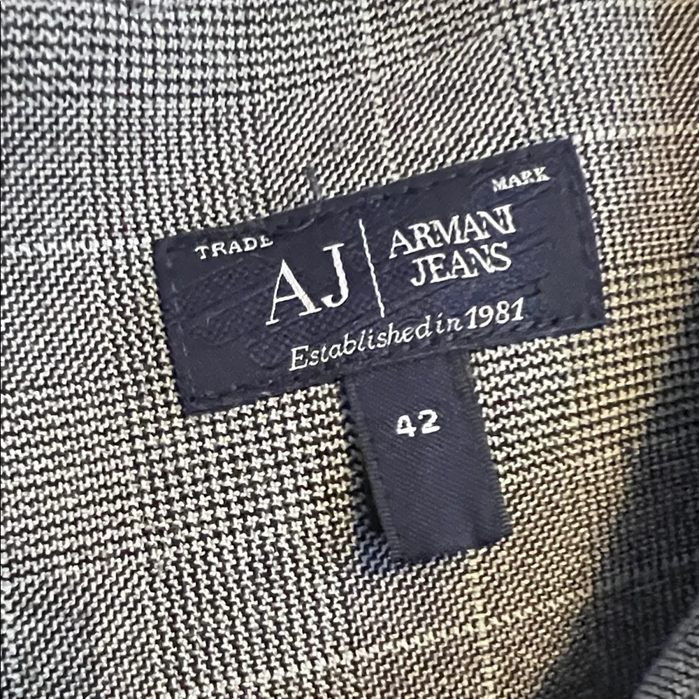Armani Jeans Asymetrical Flap Dress Plaid Gray Black White size 6 - Picture 2 of 9